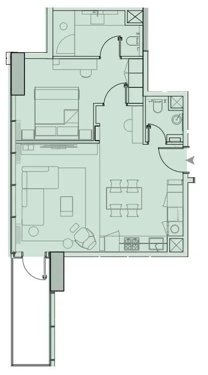 Wynwood Horizon 1 bed floor plan, 757 sqft