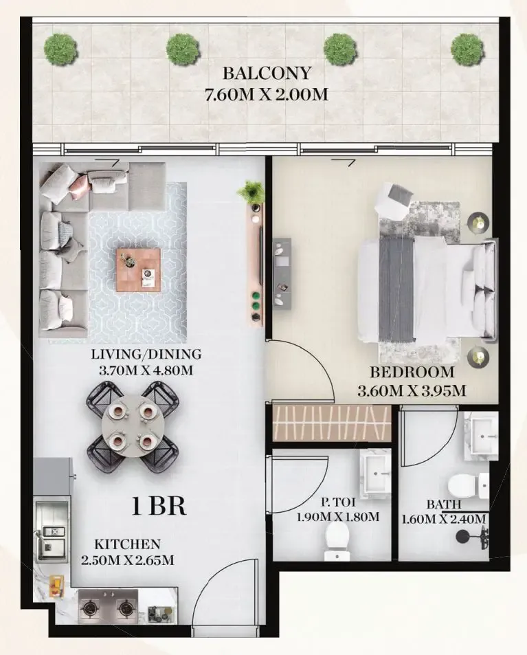 Chapter 01 by Newbury 1 bed floor plan, 751 sqft