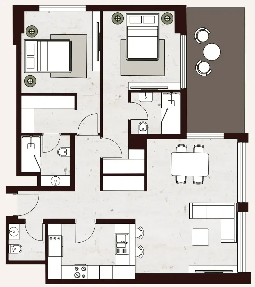 Aria Heights 2 bed floor plan, 1,153 sqft