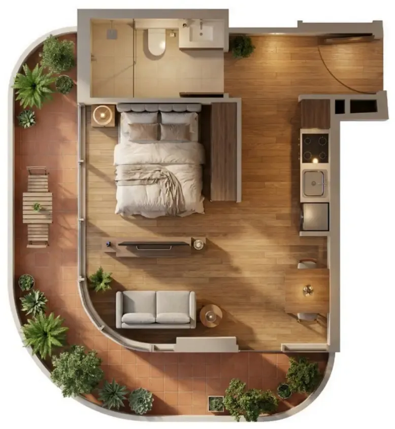 Manarina by Zenith Studio floor plan, 562 sqft