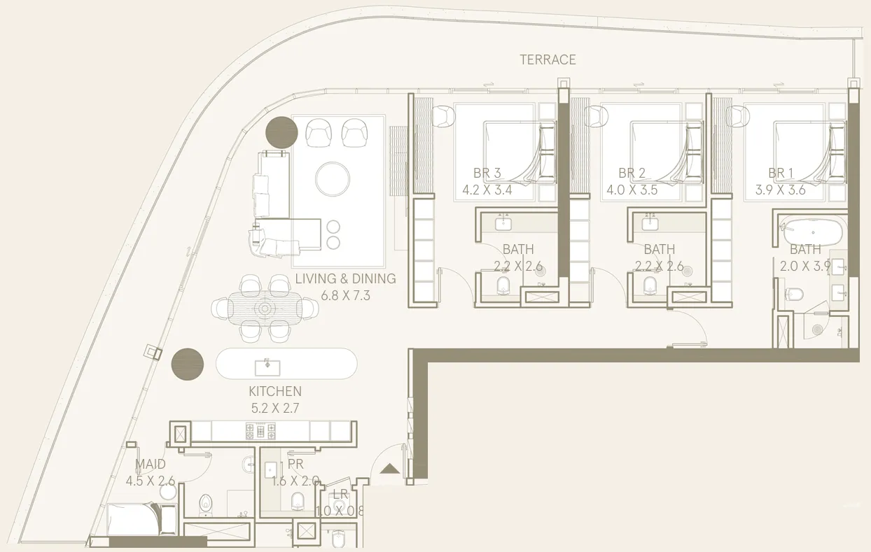 Saas Hills 3 bed floor plan, 2,966 – 3,643 sqft