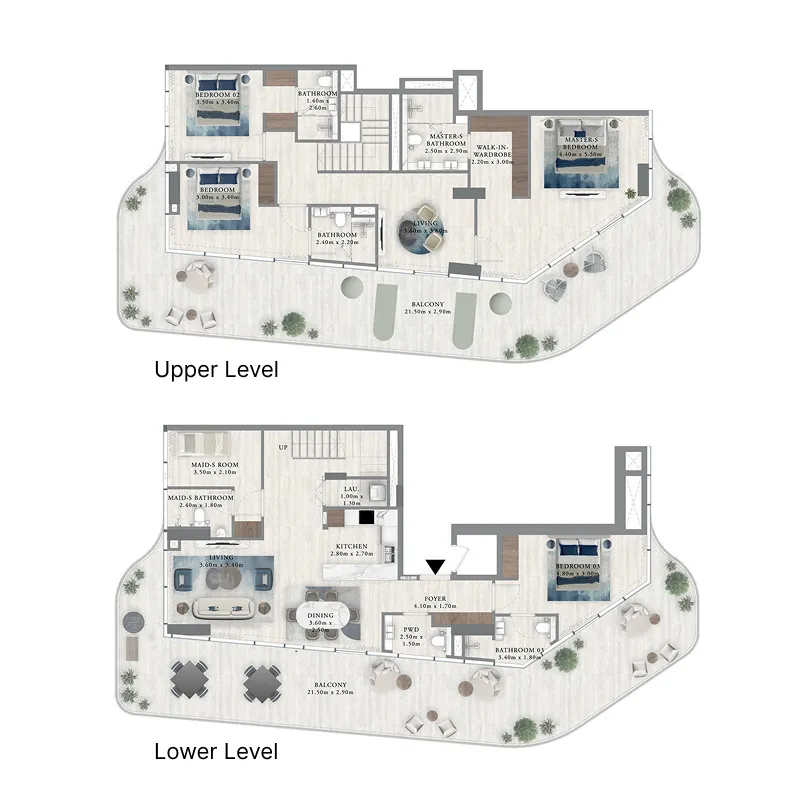 Royal Yacht Club Residence 4 bed floor plan, 3,894 – 3,909 sqft