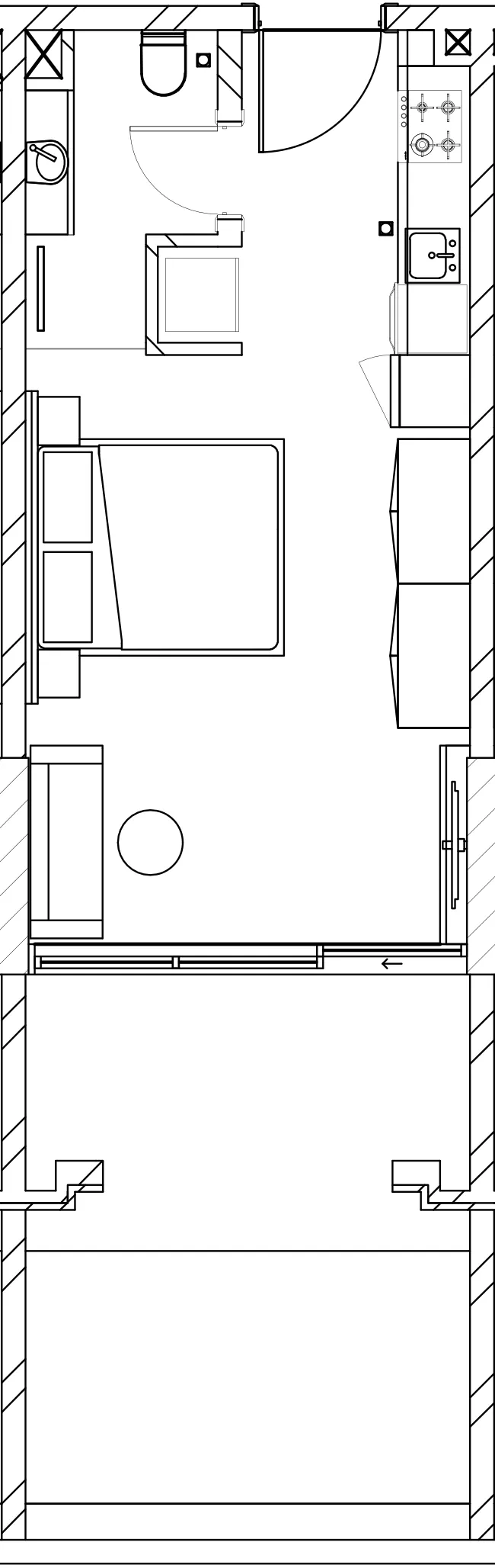 Berkeley Square Studio floor plan, 531 sqft