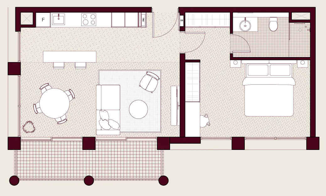 Enta Residences 1 bed floor plan, 751 – 856 sqft