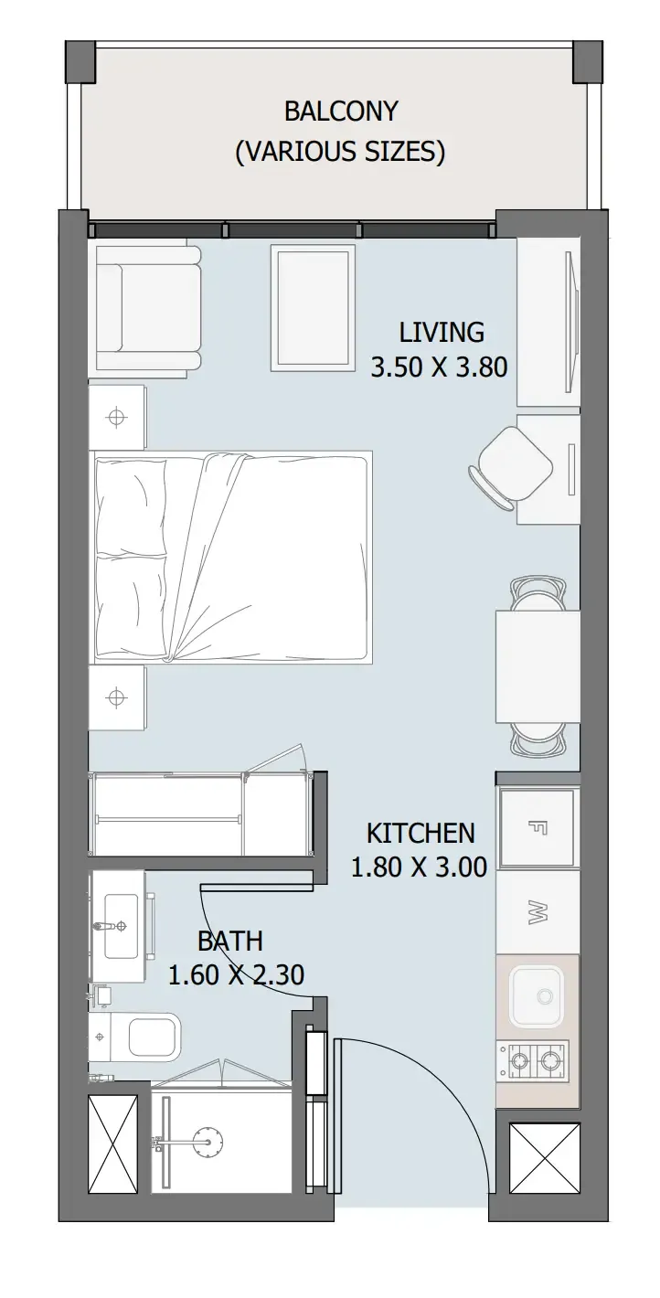 Verdana III Studio floor plan, 322 – 324 sqft