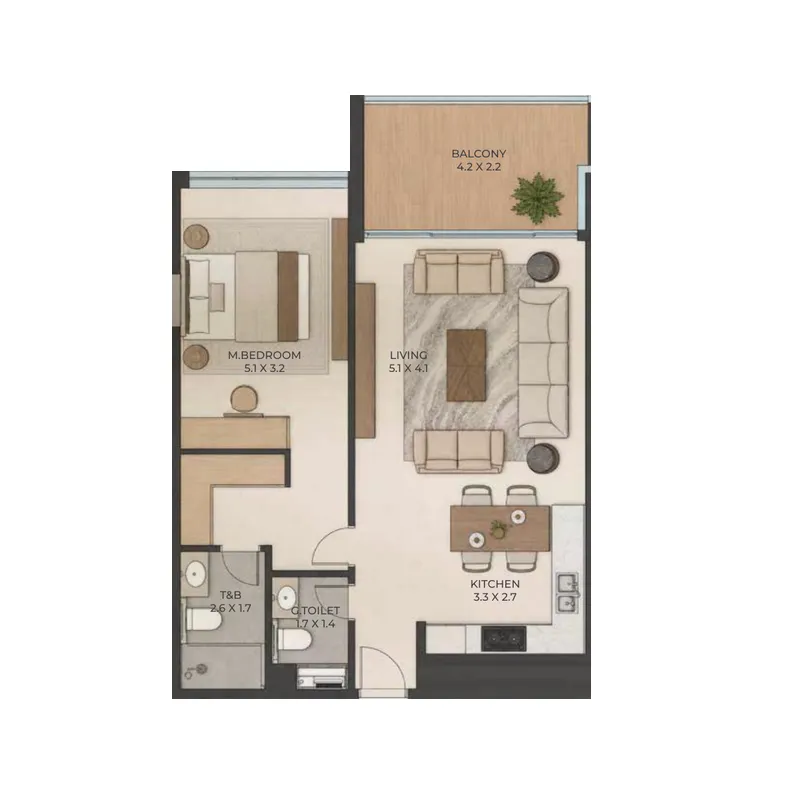 Cresswell Homes 1 bed floor plan, 852 – 887 sqft