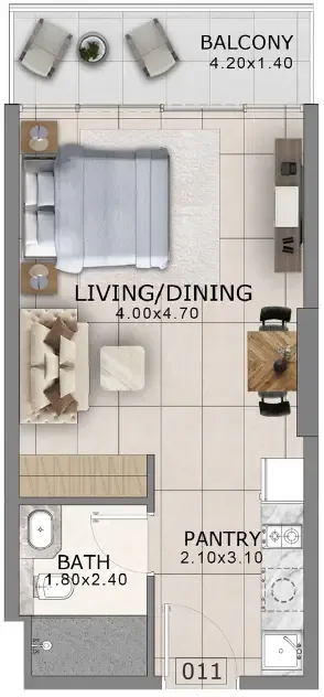 Arlington Park 2 Studio floor plan, 423 sqft