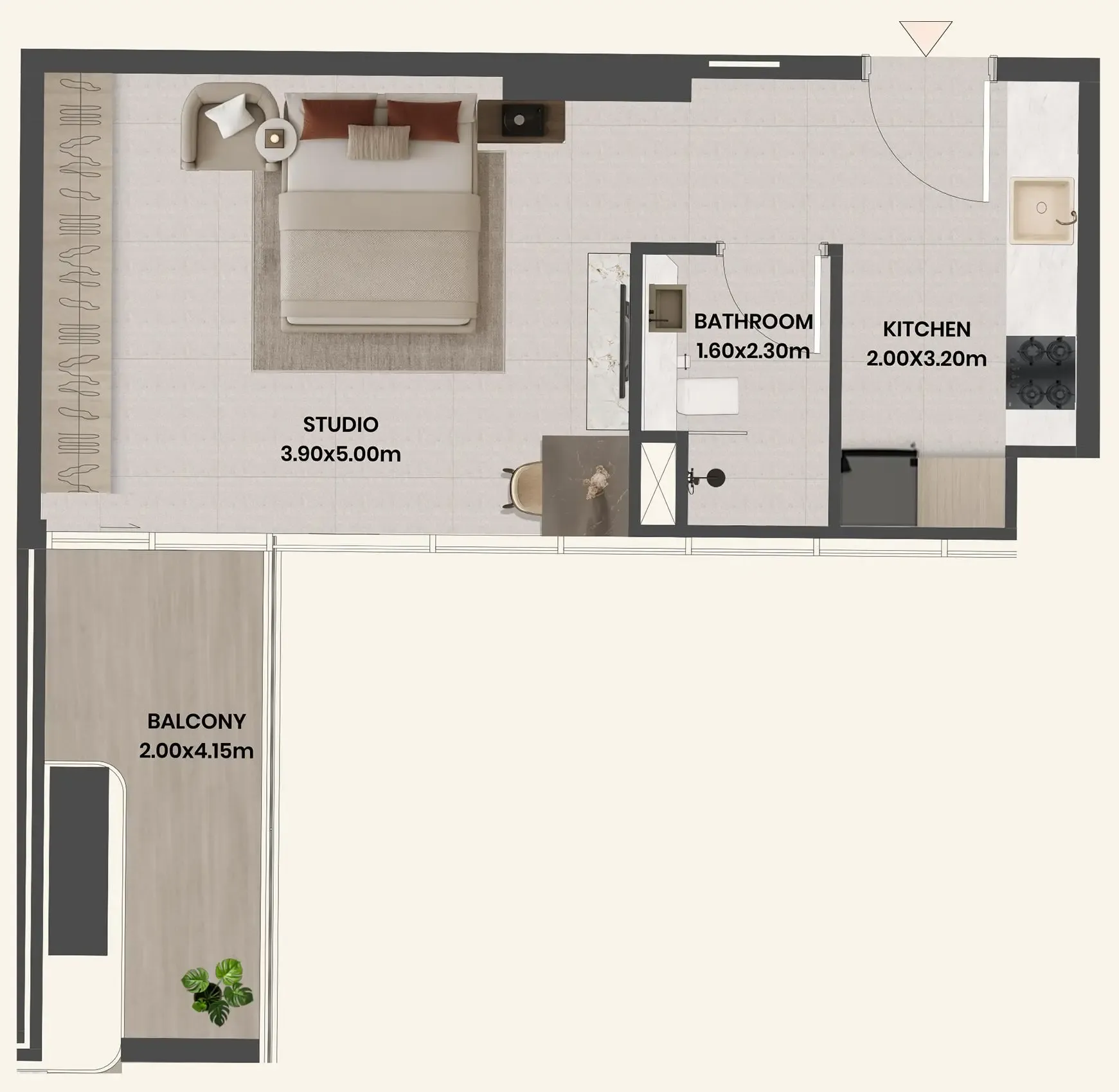 Divine Al Barari Studio floor plan, 479 sqft