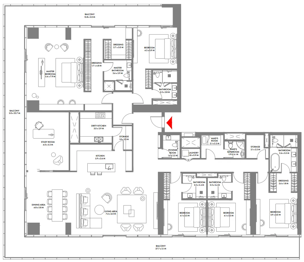 W The Residences by Arada 5 bed floor plan, 5,041 sqft