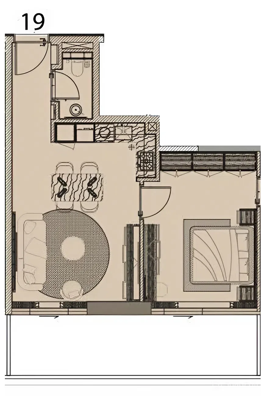 Cove Edition 6 1 bed floor plan, 775 sqft