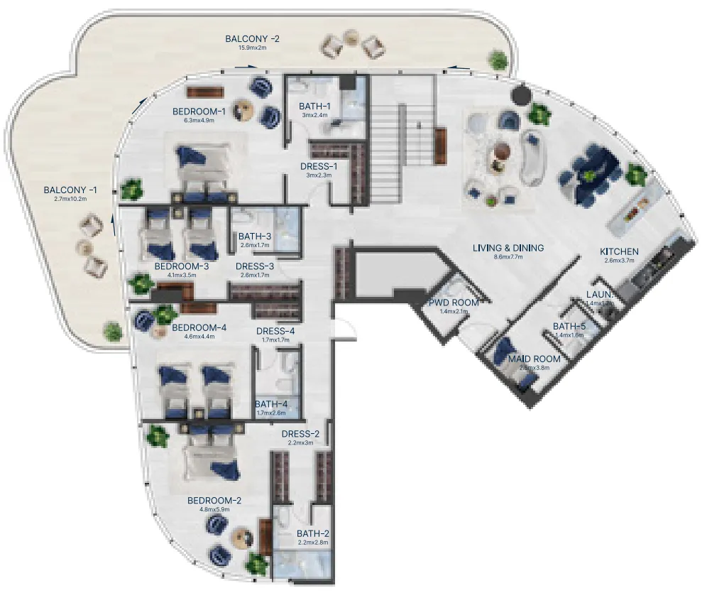 Acacia by BNW Developments 4 bed floor plan, 5,502 sqft