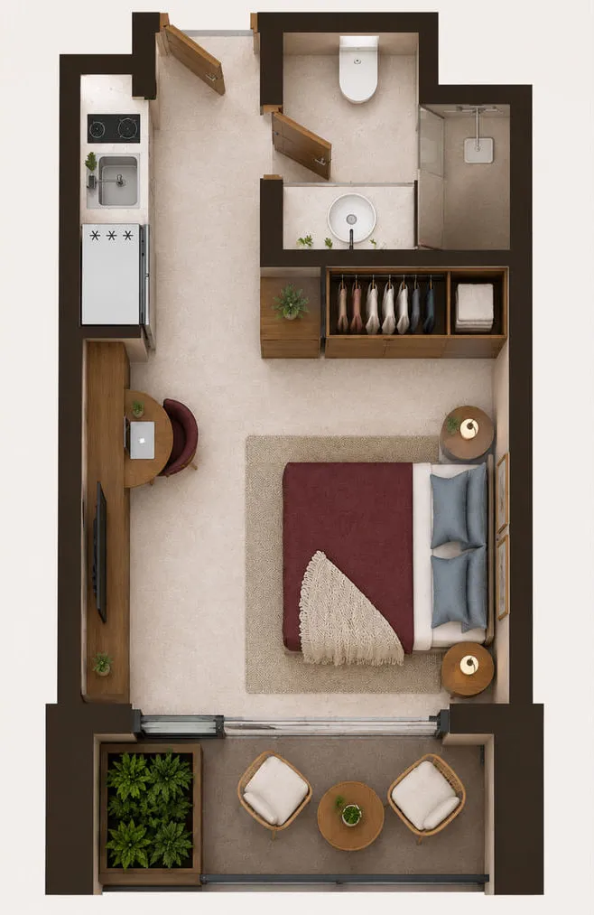 Valore Studio floor plan, 312 sqft