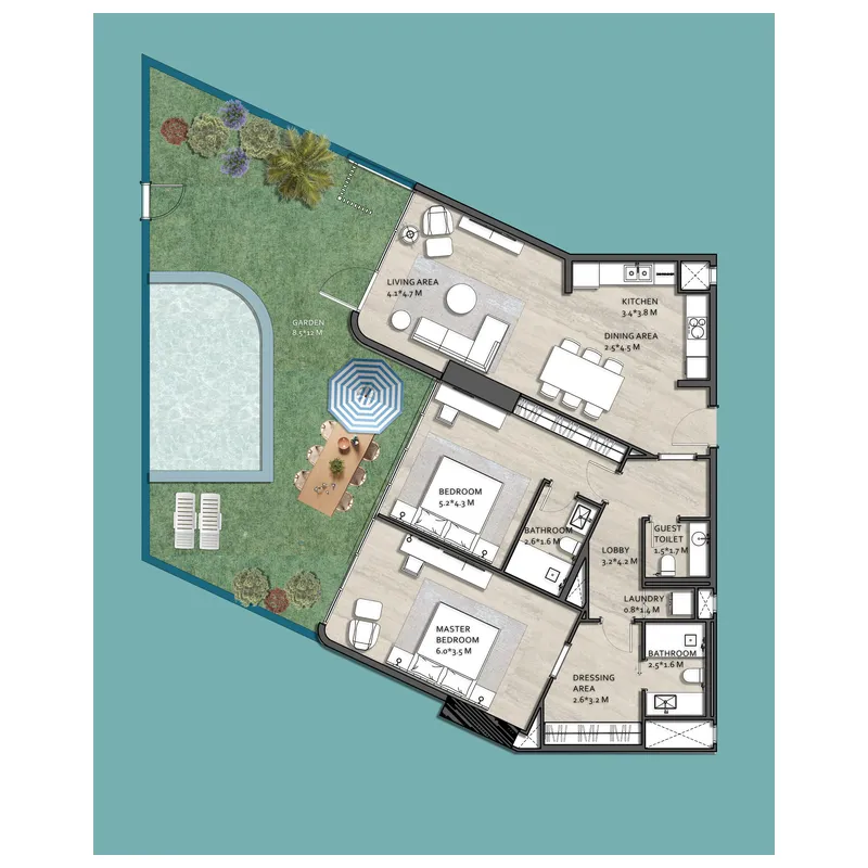 Vistal by Victoria Swarovski 2 bed floor plan, 2,097 sqft