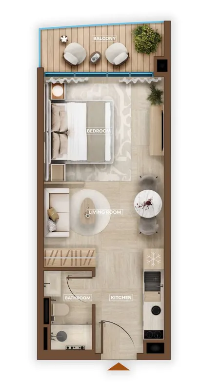 Sky Hills Astra Studio floor plan, 385 sqft