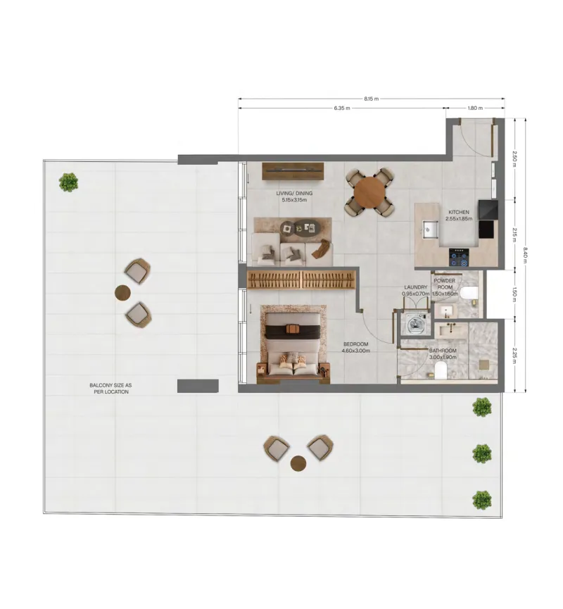 The Archive 1 bed floor plan, 1,655 sqft