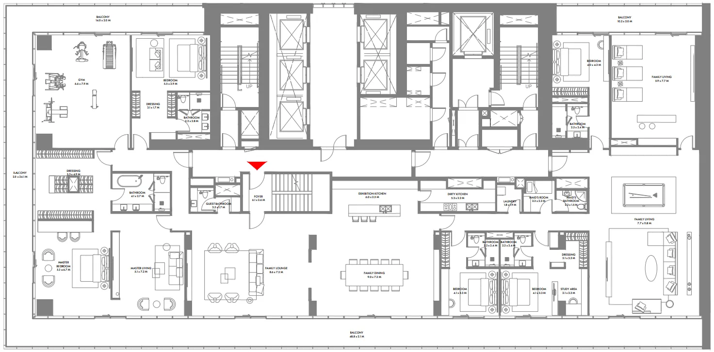 W The Residences by Arada 5 bed floor plan, 15,089 sqft