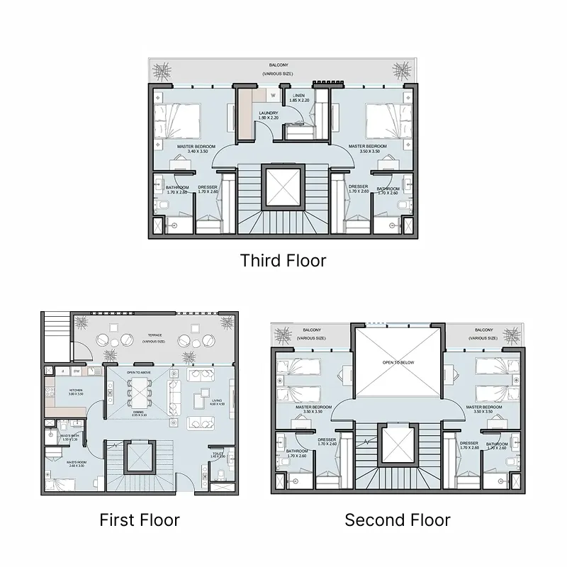 The District 4 bed floor plan, 2,946 – 3,351 sqft