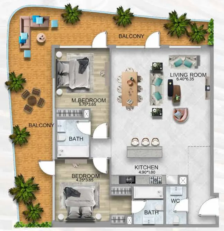 311 Boulevard 3 bed floor plan, 1,835 sqft