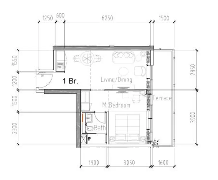 Damac Hills 2 - Hotel Edge by Rotana 1 bed floor plan, 595 sqft