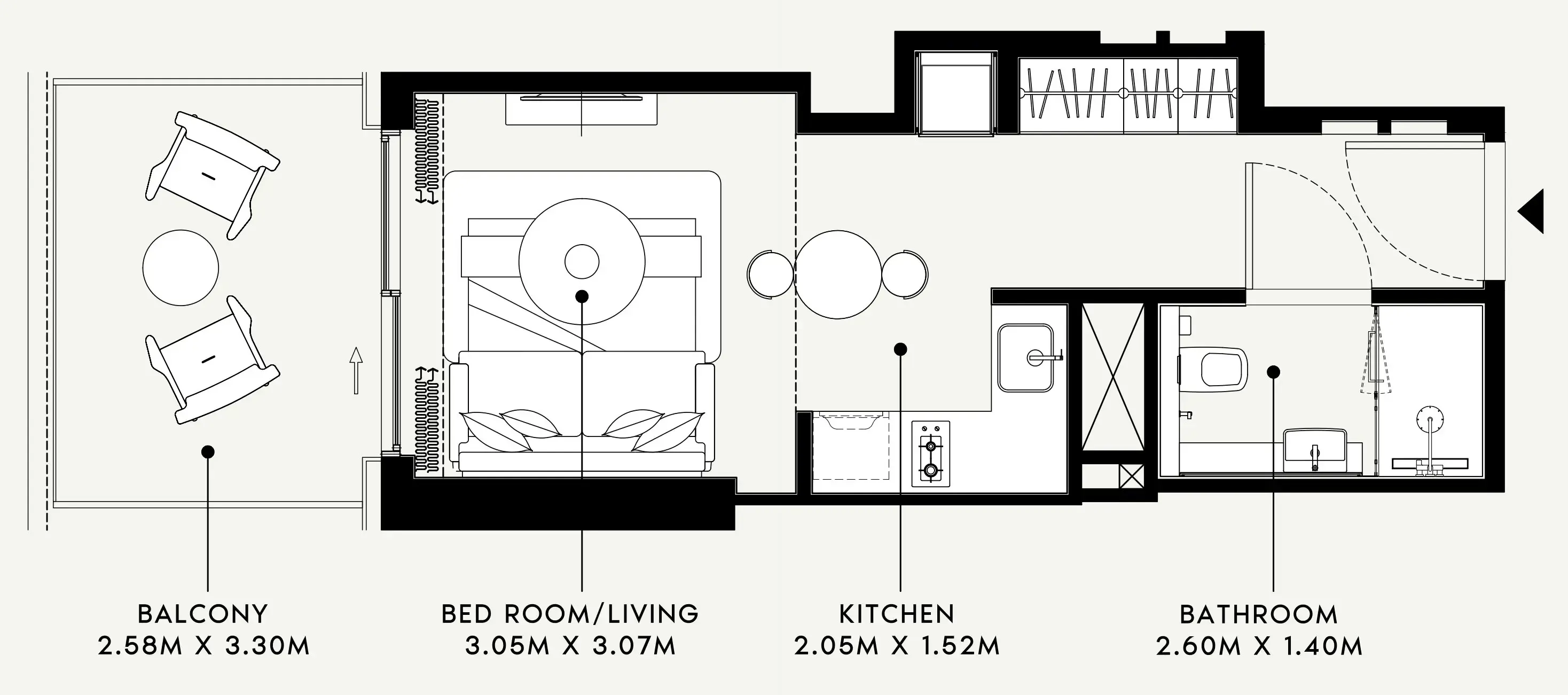 Azizi Venice Studio floor plan, 404 sqft