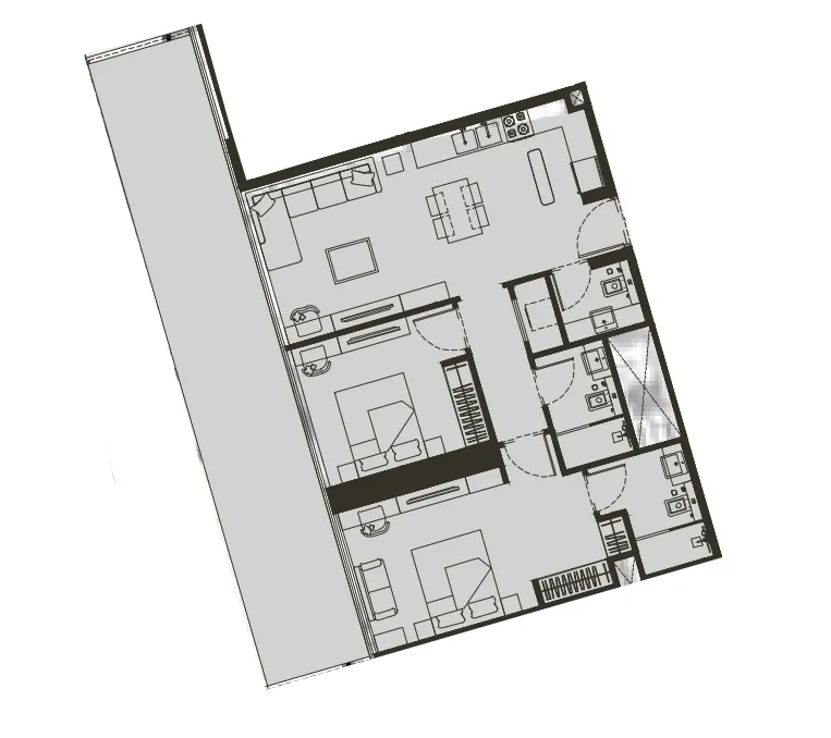 Binghatti Haven 2 bed floor plan, 1,349 sqft