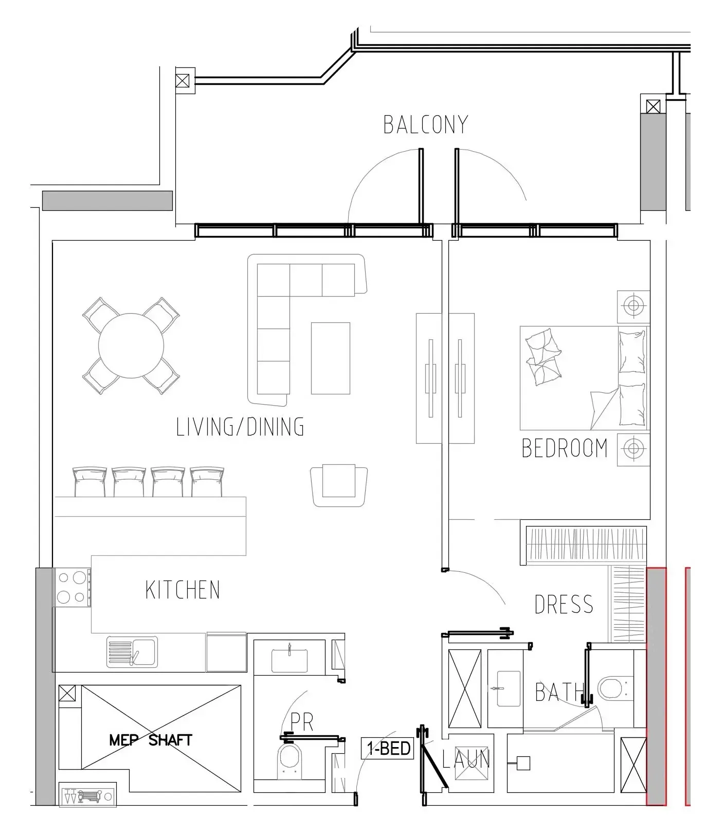 Damac Riverside Views 1 bed floor plan, 1,044 sqft