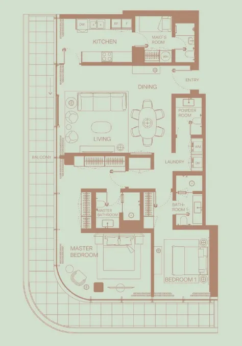 Eden House The Park 2 bed floor plan, 1,953 sqft