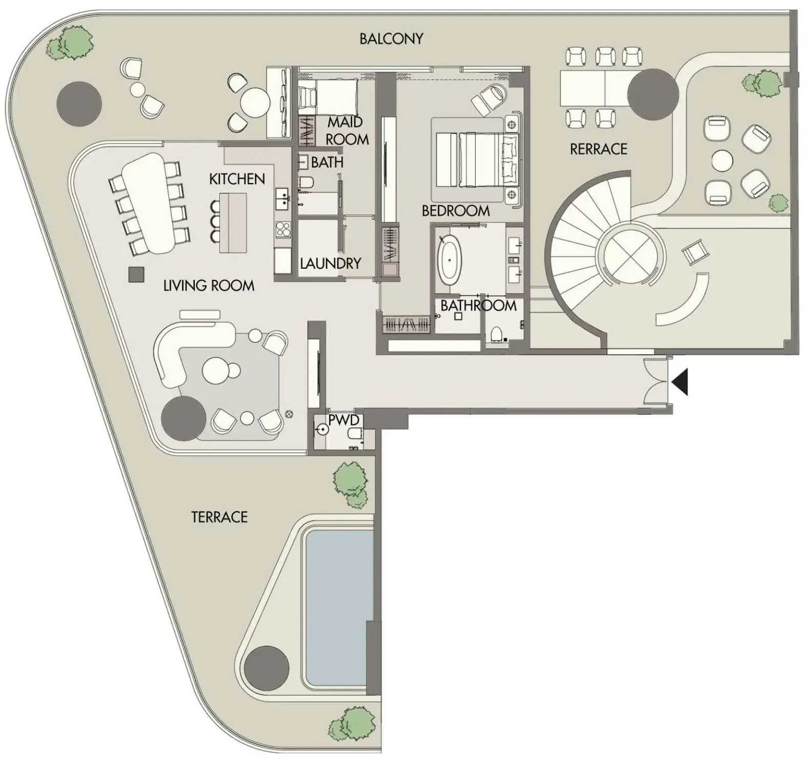 W Hotels and Residences Al Marjan 3 bed floor plan, 6,833 sqft