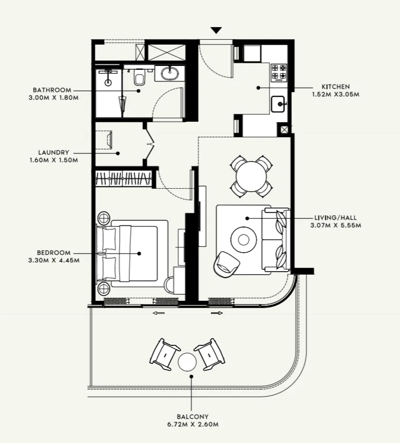 Azizi Ruby 1 bed floor plan, 746 sqft