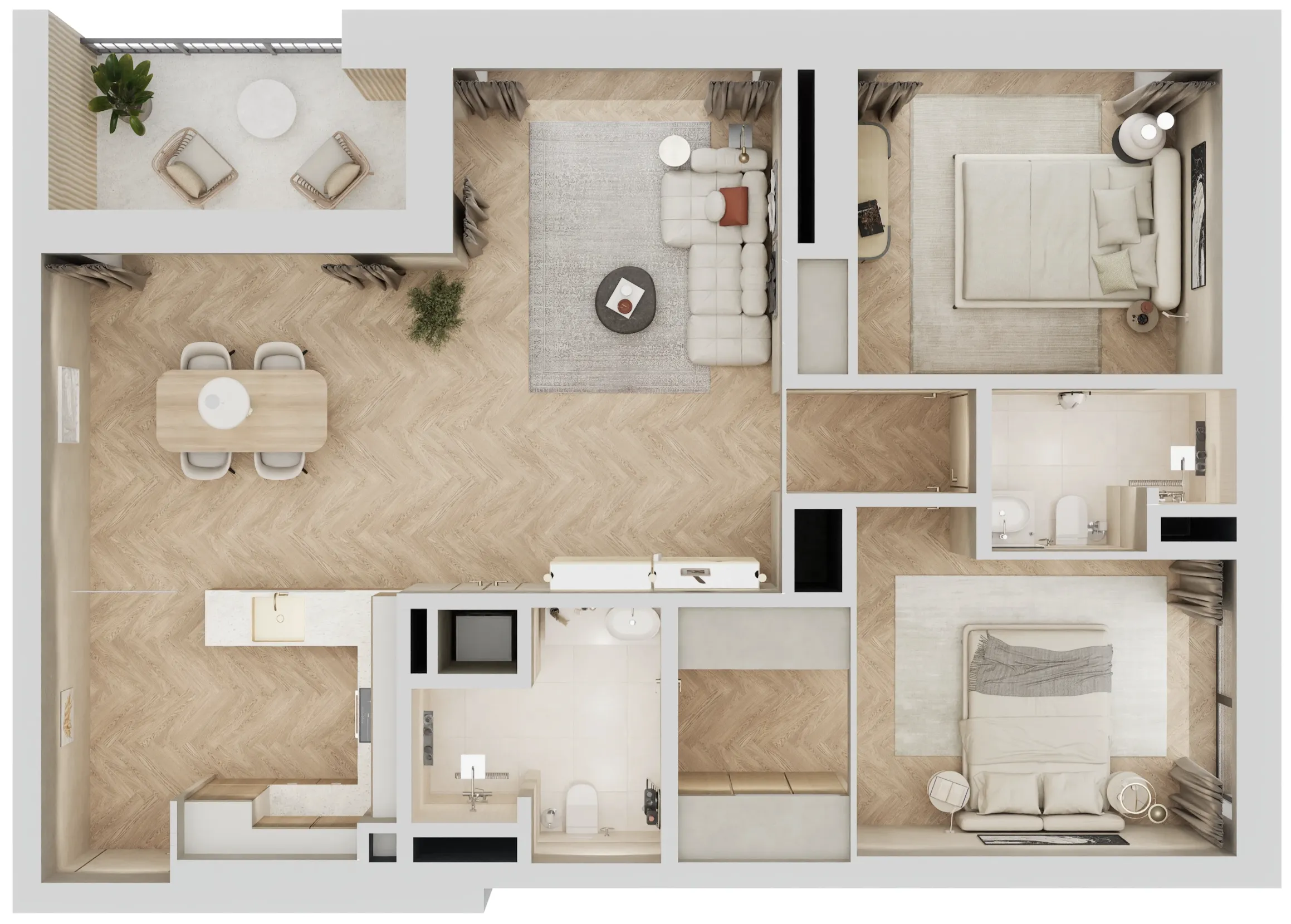 Arisha Terraces 2 bed floor plan, 1,085 sqft