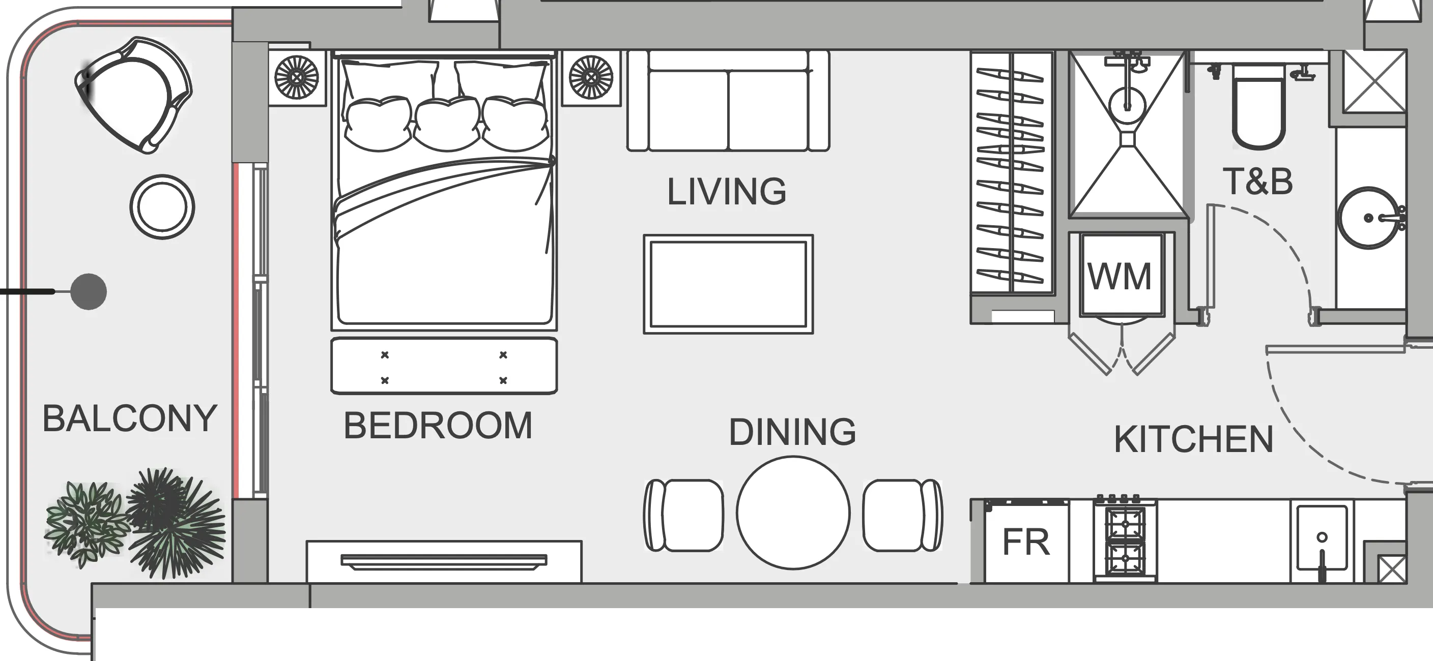 TETR1S Tower Studio floor plan, 457 sqft