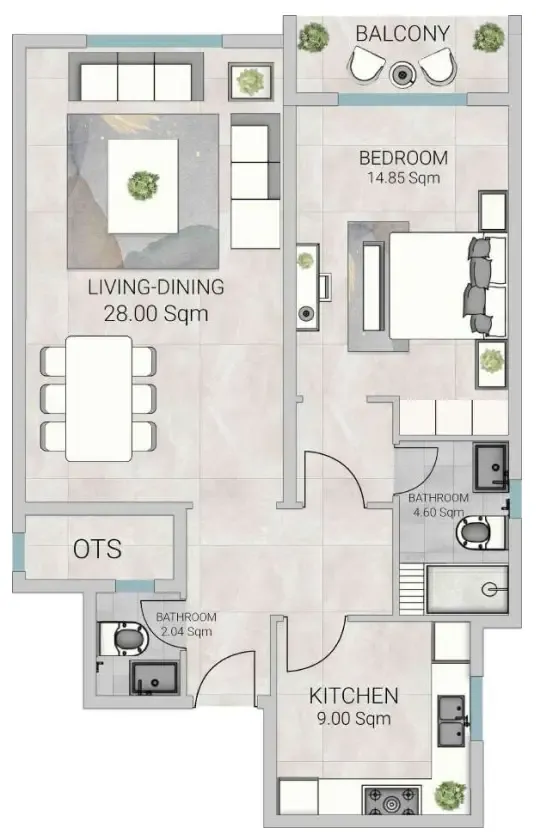 Al Ameera Village 5 1 bed floor plan, 1,113 sqft