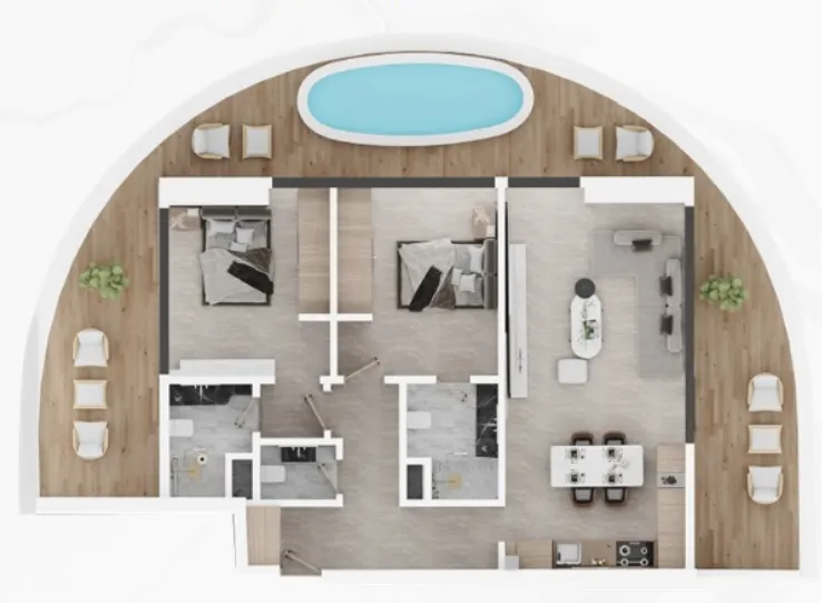 Electra Acube 2 bed floor plan, 1,715 sqft