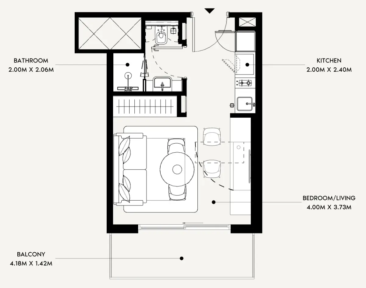 Azizi Leily Studio floor plan, 339 sqft