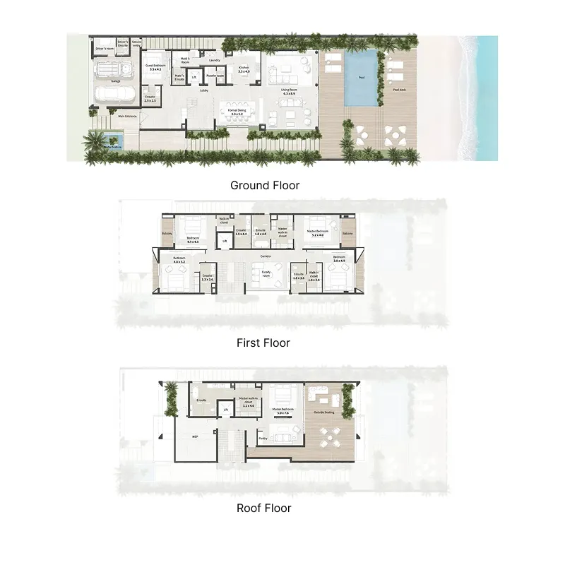 Al Thuraya Island 6 bed floor plan, 7,168 sqft