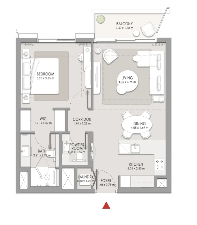 City Walk Crestlane 1 bed floor plan, 804 sqft