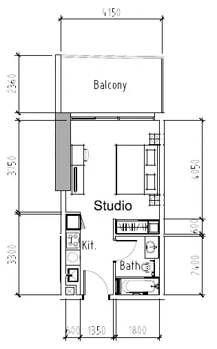 Aykon City Tower Studio floor plan, 426 sqft