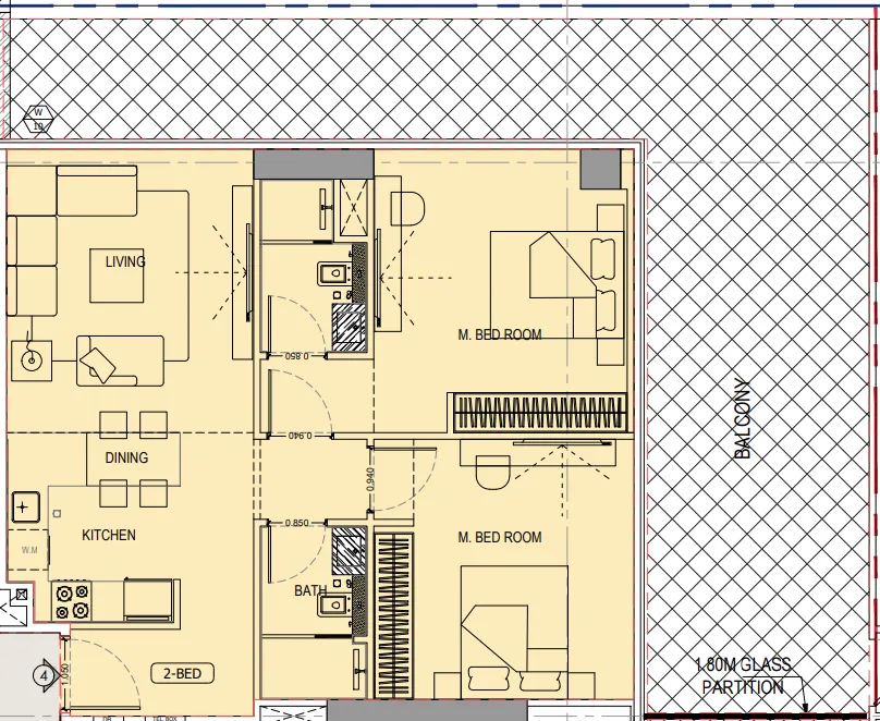 Binghatti Ivory 2 bed floor plan, 1,460 sqft