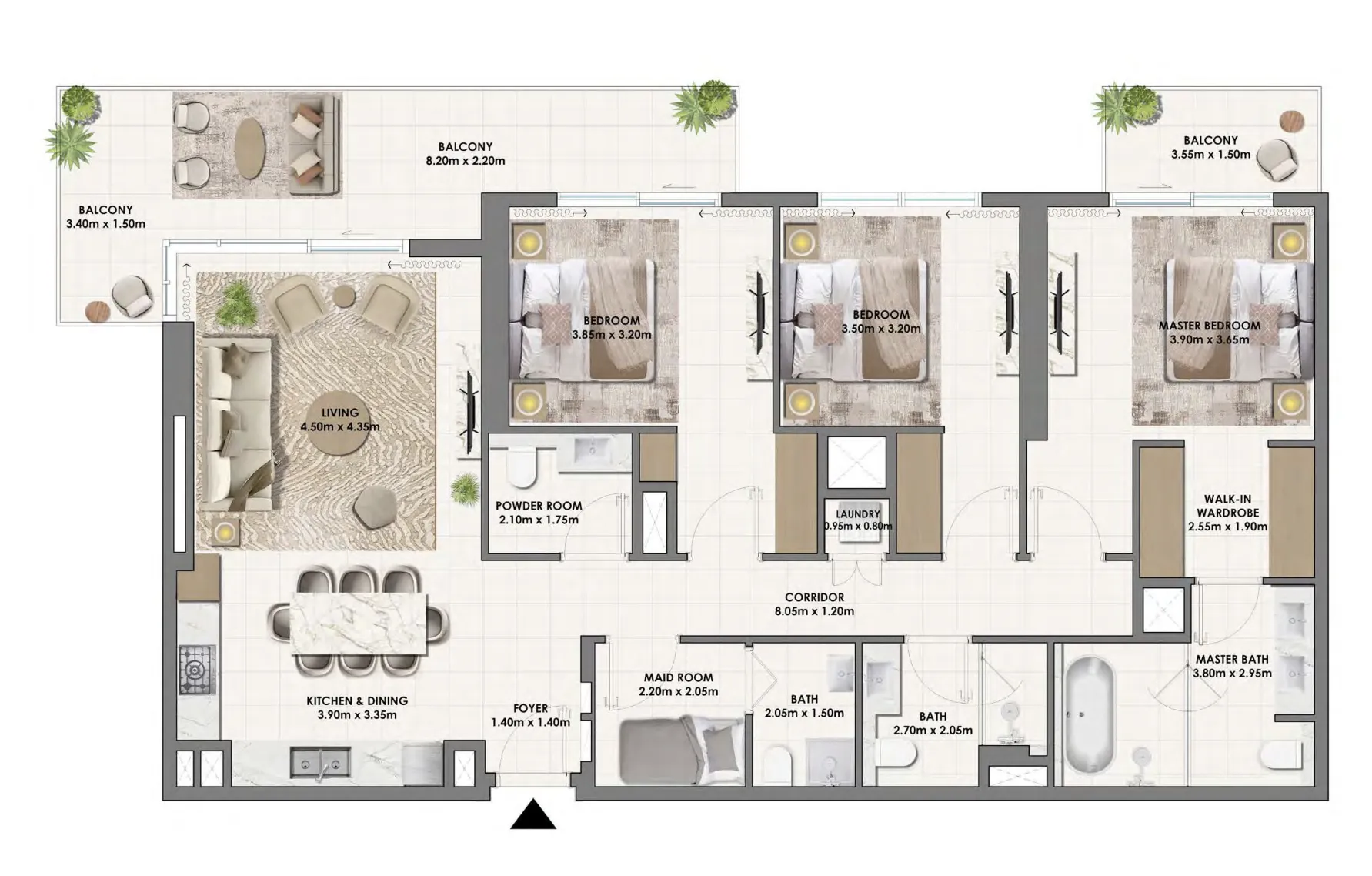 Parkwood Emaar 3 bed floor plan, 1,806 sqft