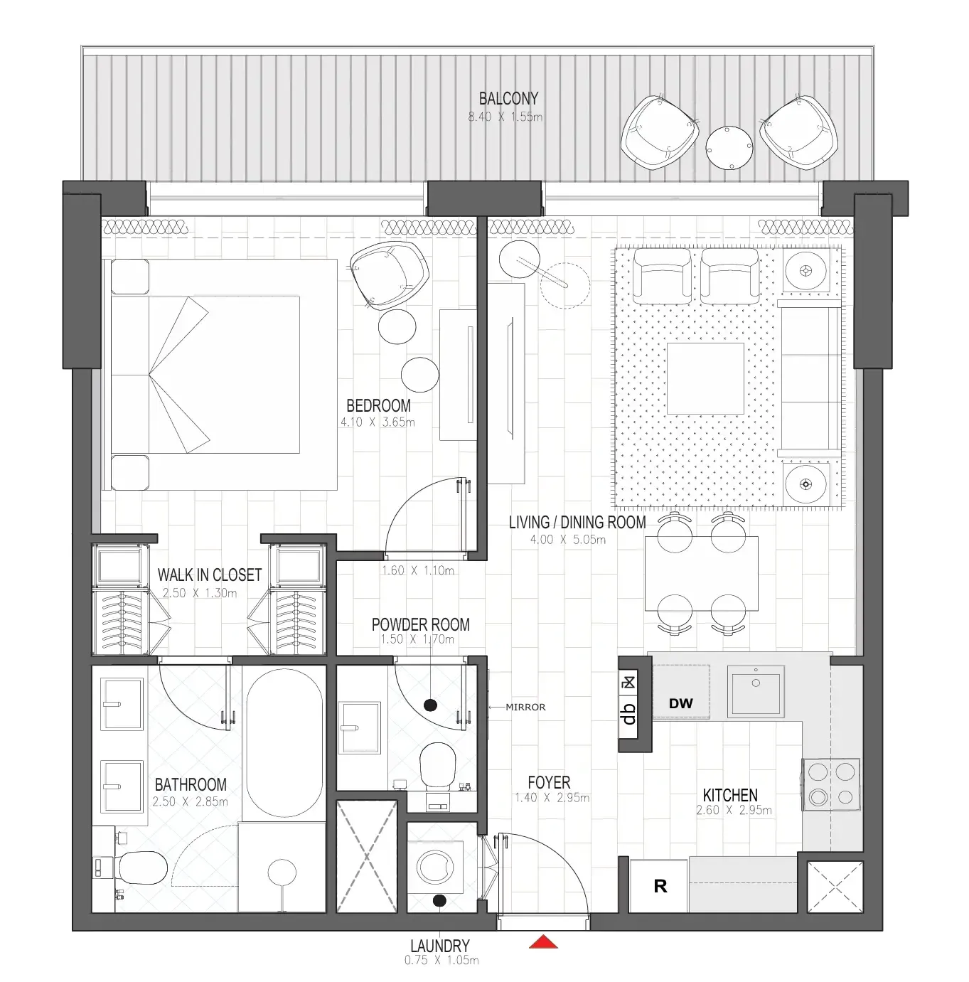 Palace Residences Al Mamsha 1 bed floor plan, 894 sqft