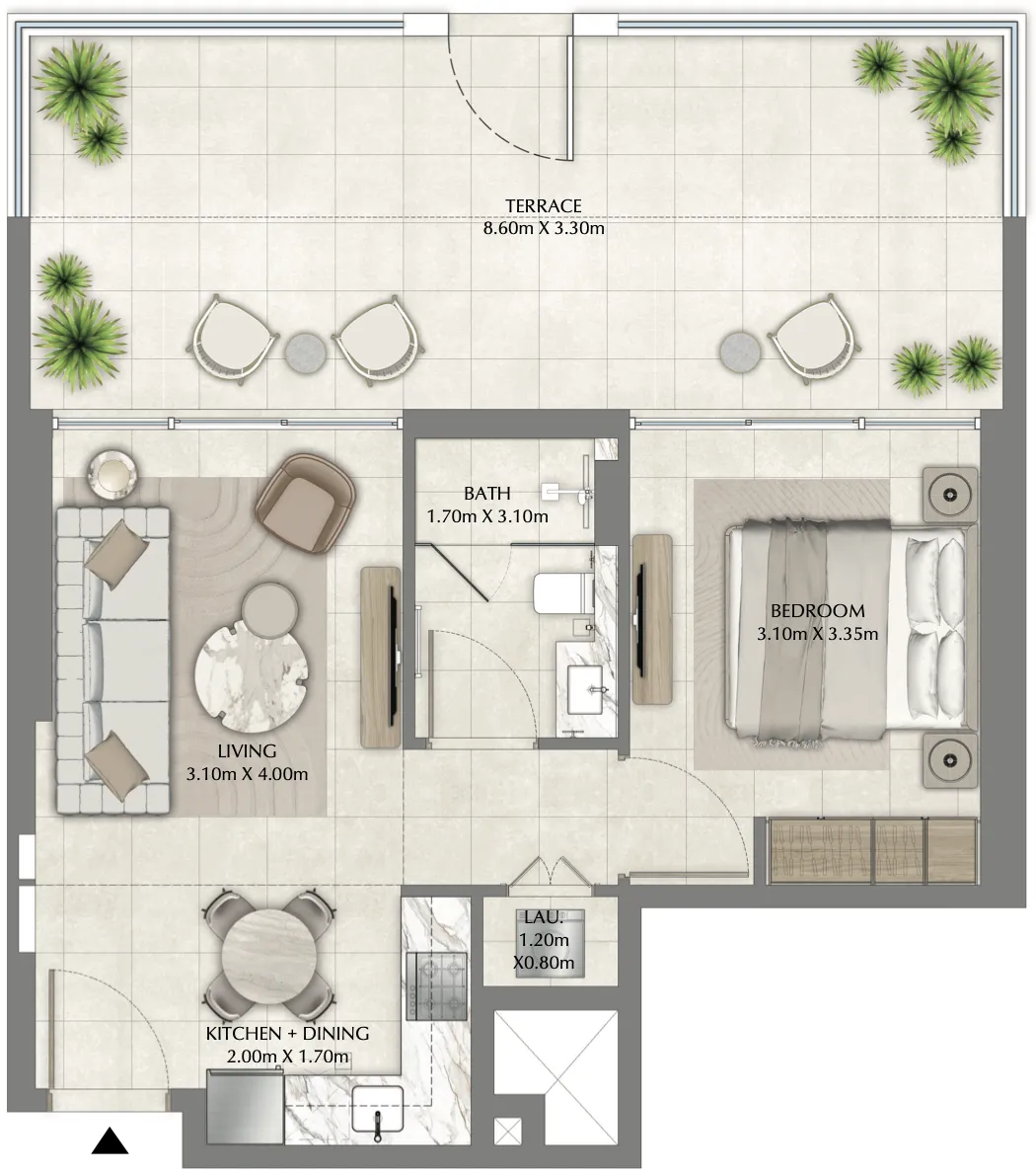 Vyb at Business Bay 1 bed floor plan, 828 sqft