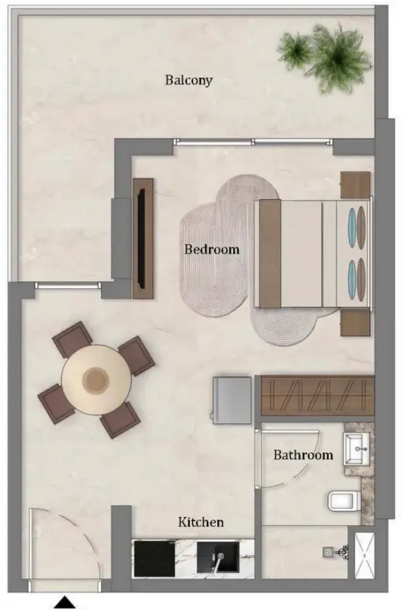Mirari Lagoon by Zoya Studio floor plan, 516 sqft