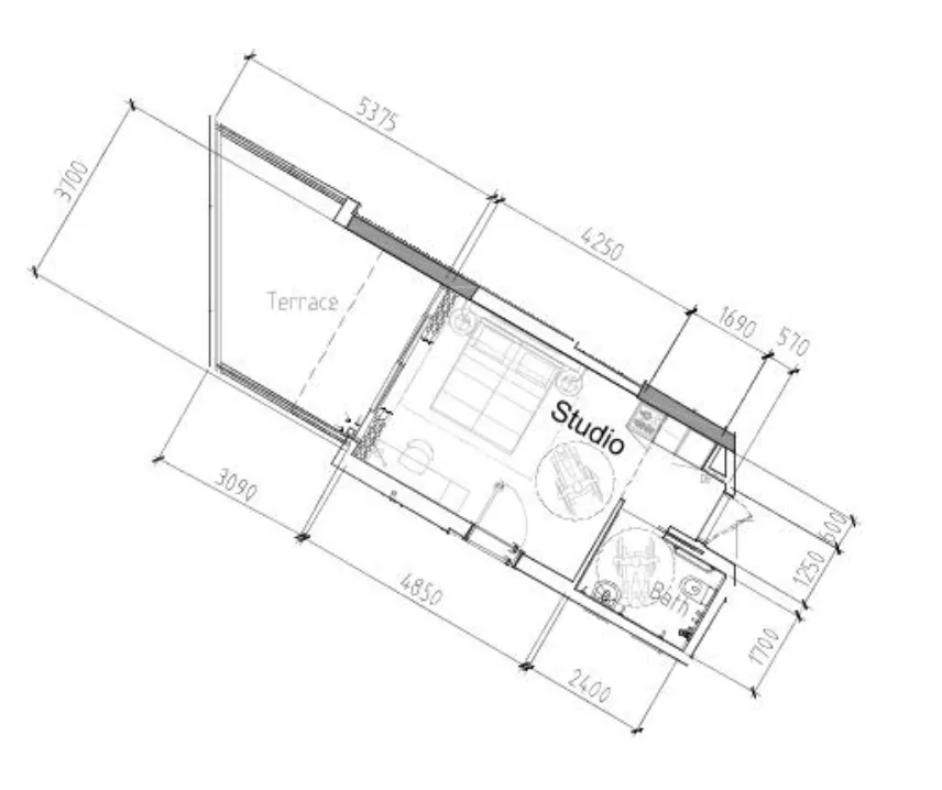 Damac Hills 2 - Hotel Edge by Rotana Studio floor plan, 472 sqft