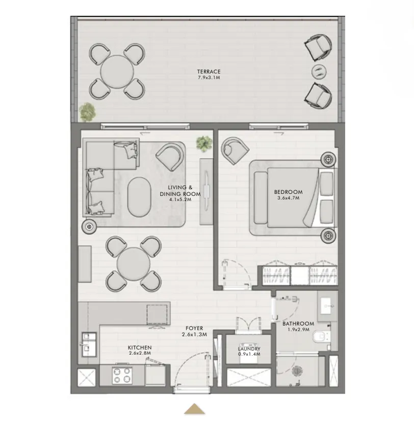 MJL Elara 1 bed floor plan, 964 – 1,215 sqft
