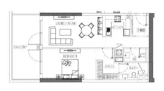Damac Riverside Views 1 bed floor plan, 965 sqft