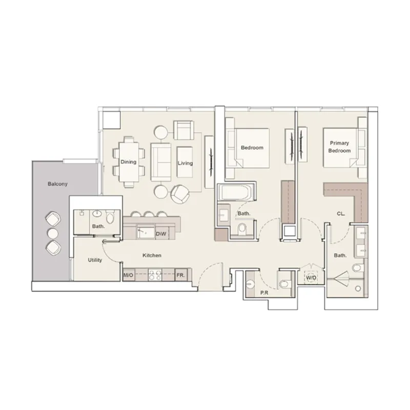 The Highgrove 2 bed floor plan, 1,331 sqft