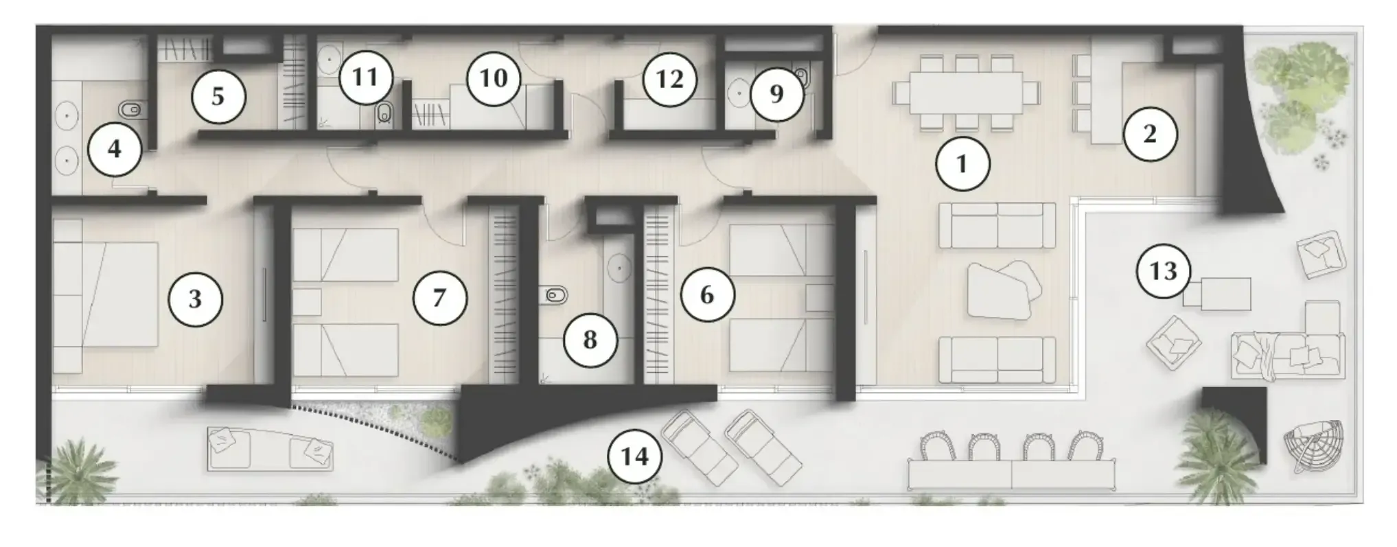 Lunaya Terraces 3 bed floor plan, 2,466 sqft