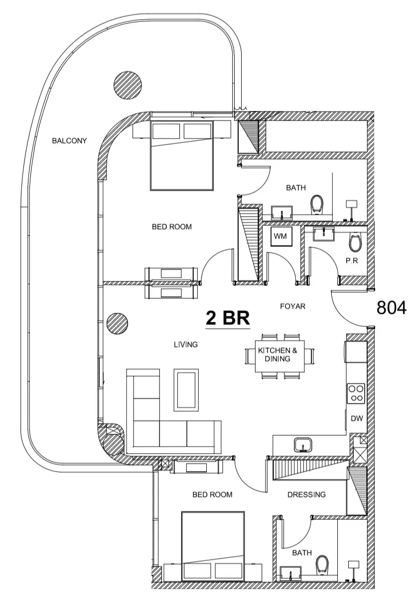 Villa Del Brunello 2 bed floor plan, 1,362 sqft
