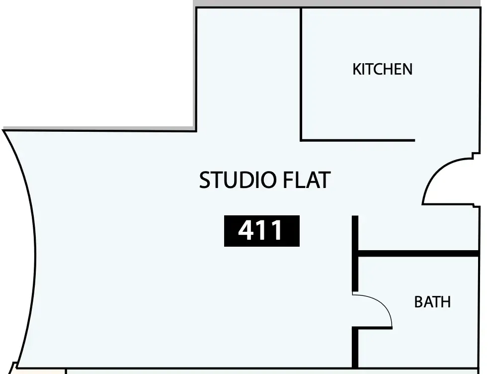 Paradise View 1 Studio floor plan, 523 sqft