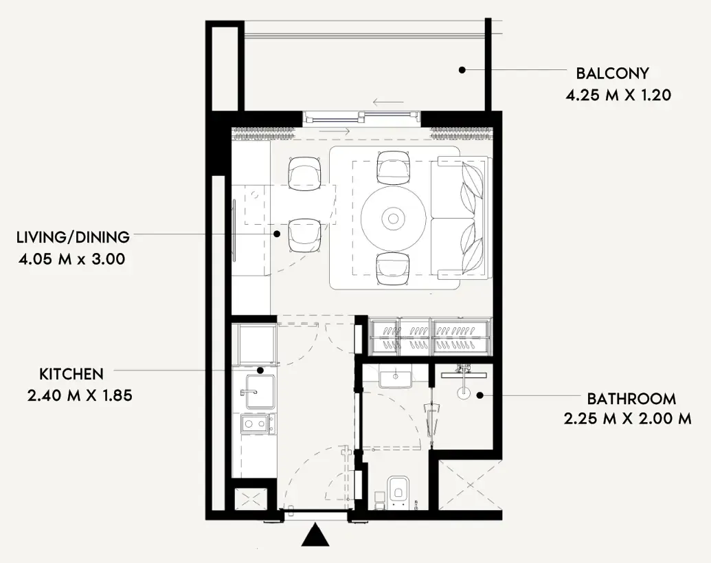 Azizi Lina Studio floor plan, 326 sqft